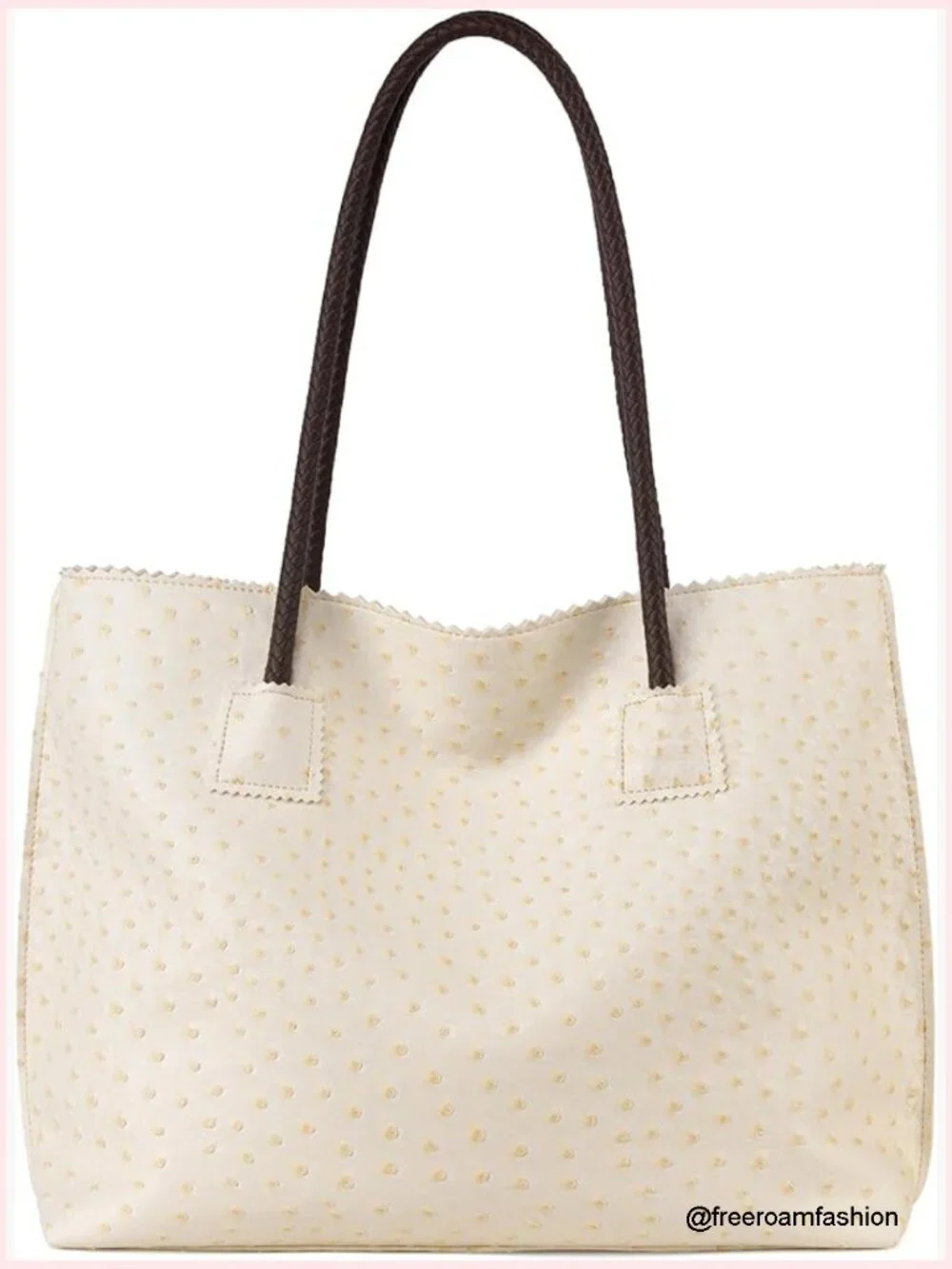 Large Ostrich Vegan Leather Hobo Tote with Zipper Shoulder Bag